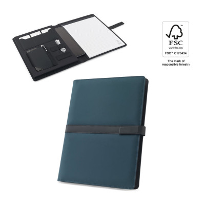SANDERSON FOLDER. A4 folder in PU (50 recycled) with magnetic closure and notepad with lined pages